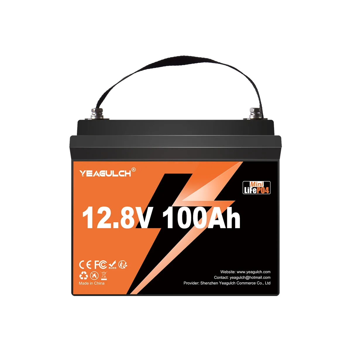 Yeagulch 12V 100Ah Mini  Max Deep Cycle Rechargeable LiFePO4 Battery 