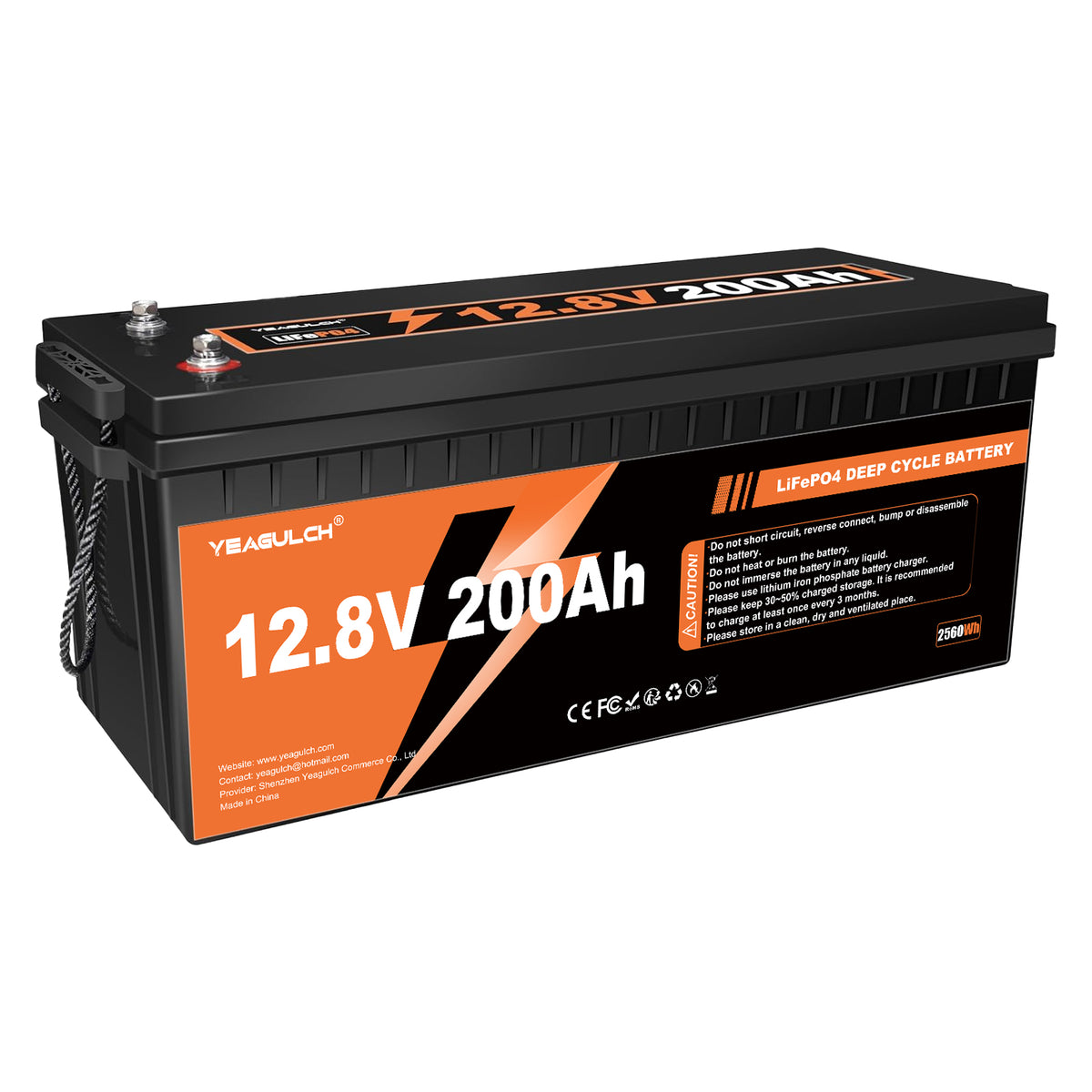 YEAGULCH 12V 200Ah LiFePO4 Deep Cycle Battery