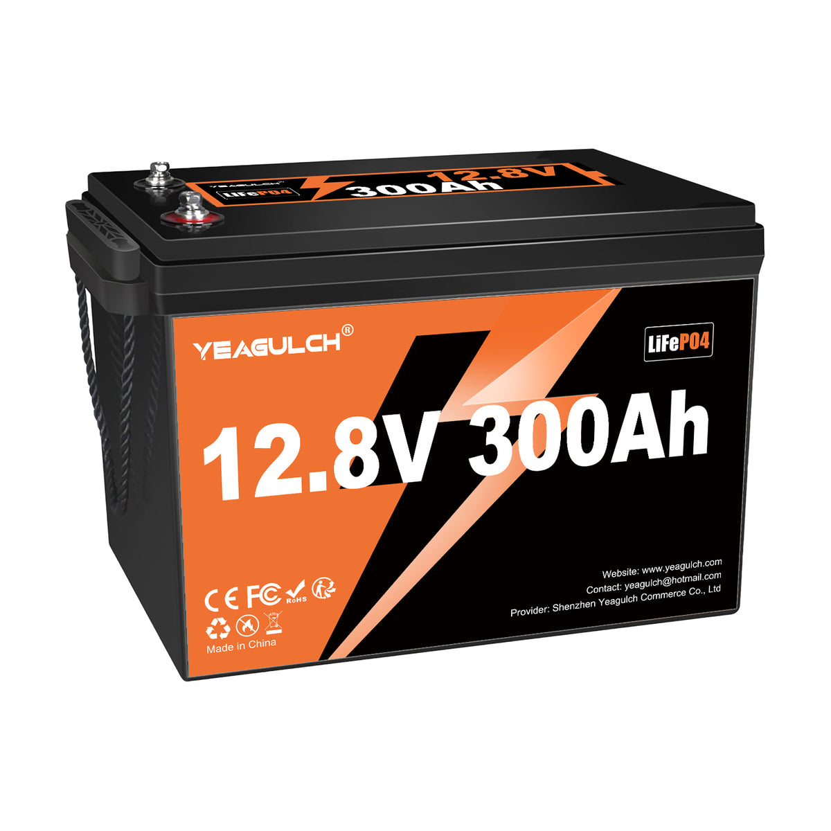 YEAGULCH 12V 300Ah LiFePO4 Deep Cycle Battery