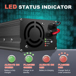 LED status indicator and feature icons on the YEAGULCH battery charger