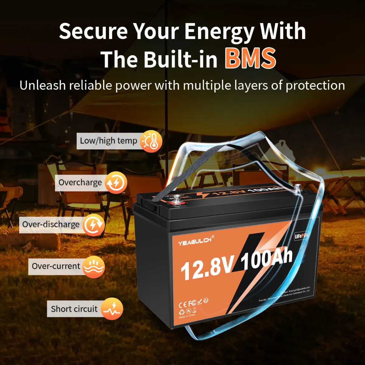 Deep Cycle Rechargeable Yeagulch 12V 100Ah   for RV Camping