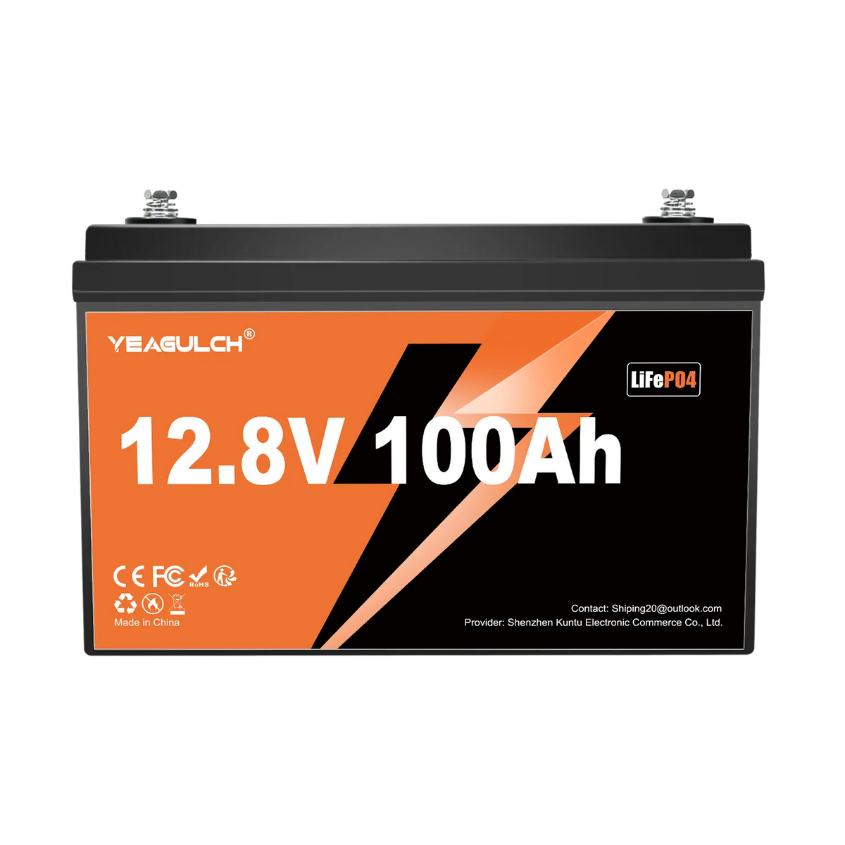 Yeagulch 12V 100Ah Deep Cycle Rechargeable LiFePO4 Battery for RV Camping Solar Off-Grid