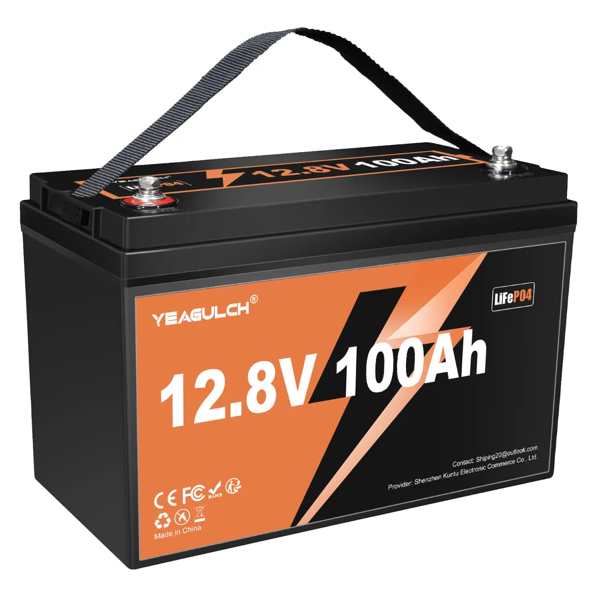 Yeagulch 12V 100Ah Deep Cycle Rechargeable LiFePO4 Battery